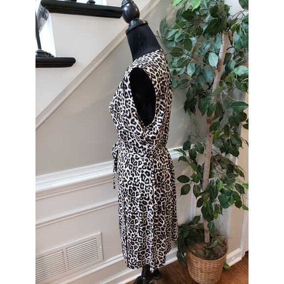 Apt. 9 Dress Women's XL Multi Leopard Print Tie Waist Sleeveless V Neck - Picture 4 of 12
